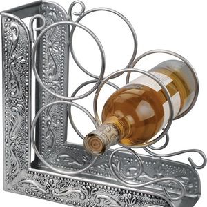 Heritage 3-Bottle Antique Embossed Pewter Wine Rack